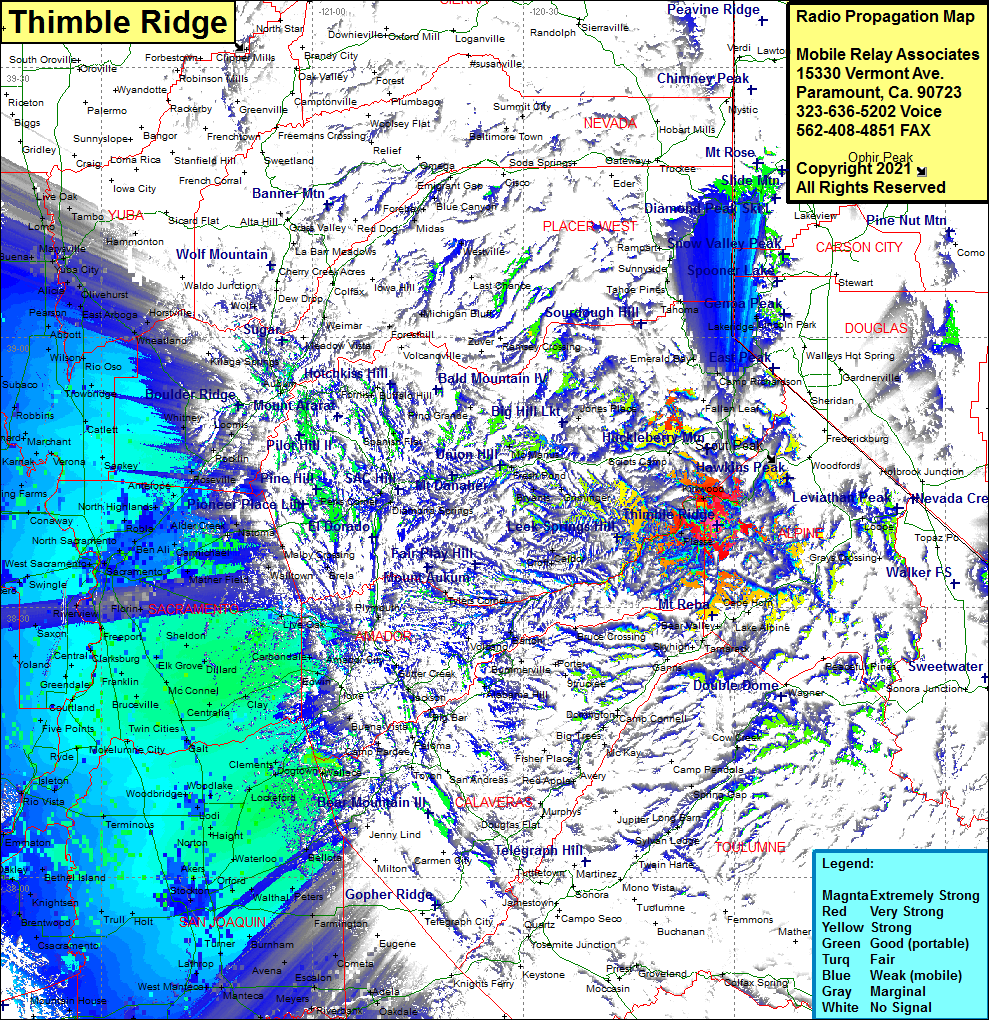 heat map radio coverage Thimble Ridge